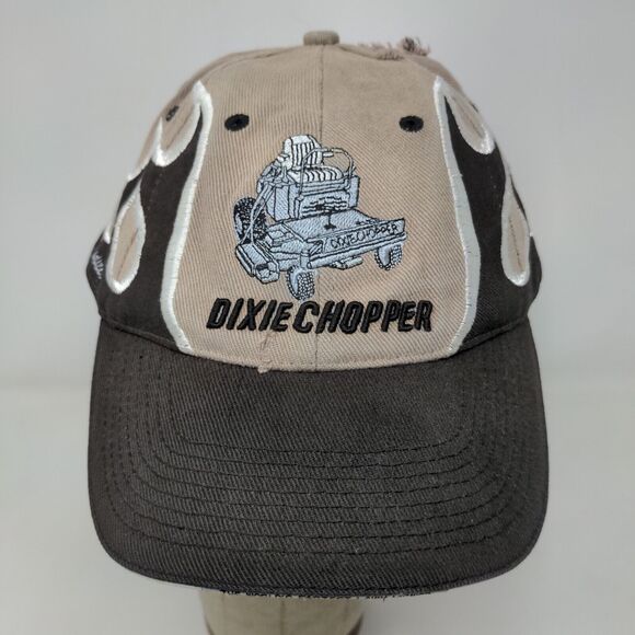 Dixie Chopper Men's Strapback Hat Tan Black OSFM Embroidered Flames Logo - Picture 3 of 12